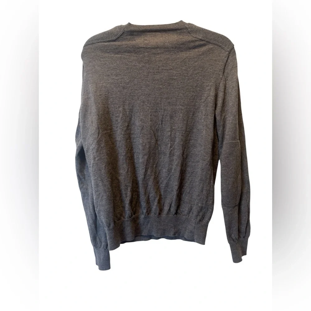 Vince | Gray Wool Elbow Patch V-neck Sweater Sz L